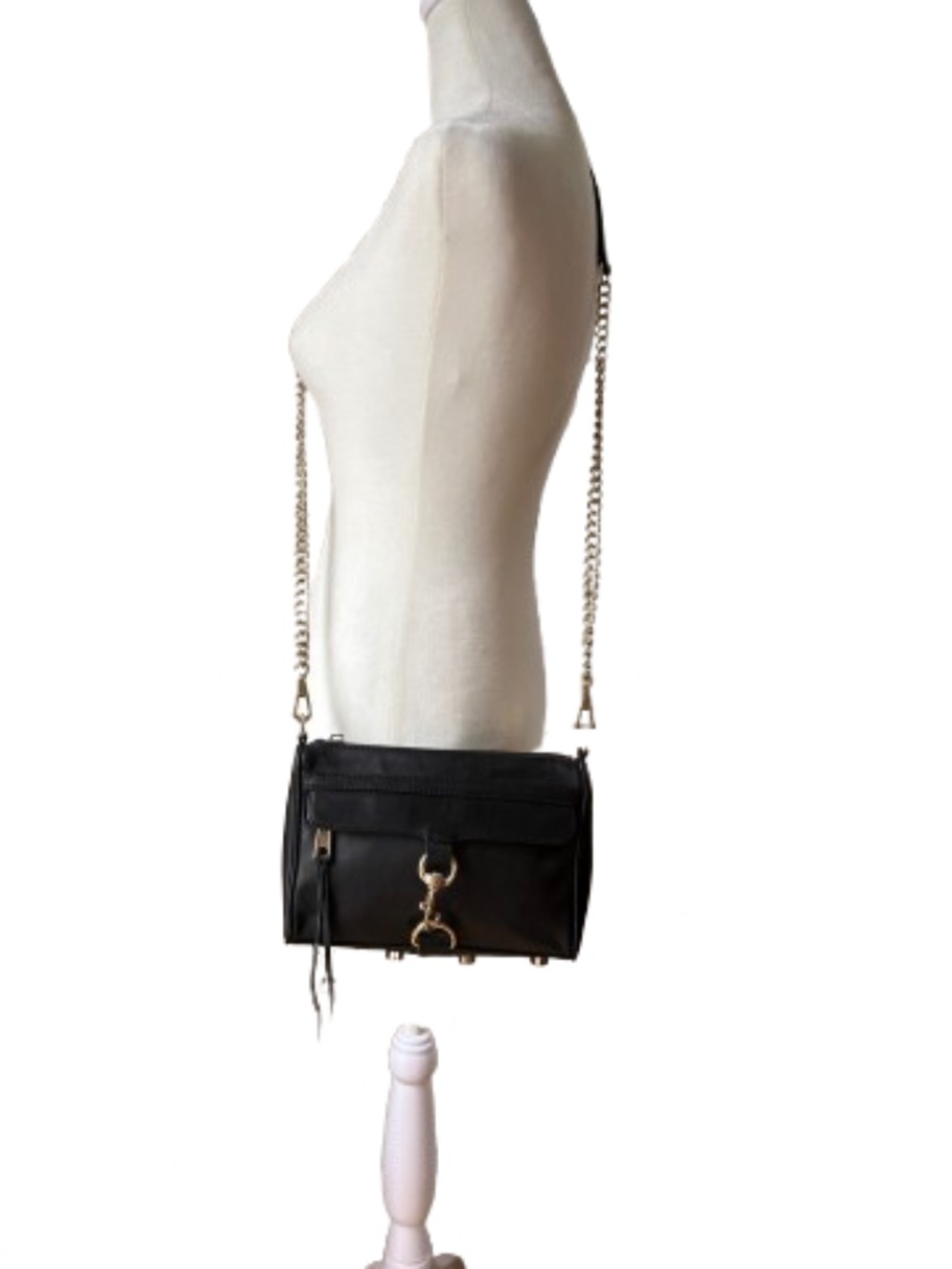 Rebecca Minkoff Black Leather Crossbody Bag Gold Hardware